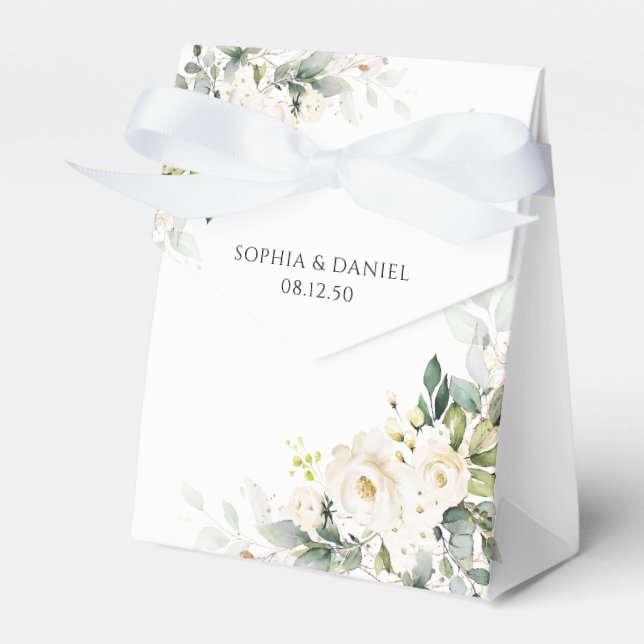 Vit Rosa Blommig Bröllopspresentlåda Presentaskar (Framsidan Sidan)