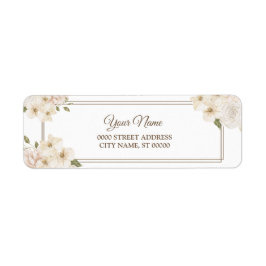 Vit Rosa Blommig Modern Bröllopsreturadress Returadress Etikett