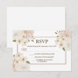 Vit Rosa Blommig Ram Modern Bröllopsfest OSA Kort