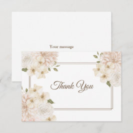 Vit Rosa Blommig Ram Modern Bröllopsfest Tack Kort