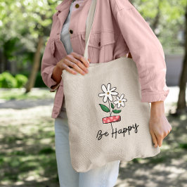 Vit Rosa Blommor Blomme Lycklig tobag Tygkasse