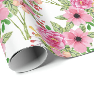 Vit Rosa Blommor, omslag Papprare Presentpapper
