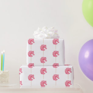 Vit Rosa Cowgirl Hästar Födelsedag Presentpapper