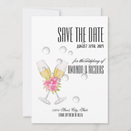 Vit rosa elegant modern Save The Date Bröllop I Inbjudningar