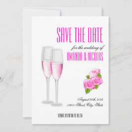 Vit rosa elegant modern Save The Date Bröllop Inbjudningar