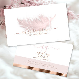 Vit Rosa Feather Ro Guld Visitkort