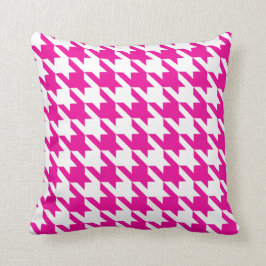 Vit rosa Fuchsia Pied De Poule Houndstooth Kudde