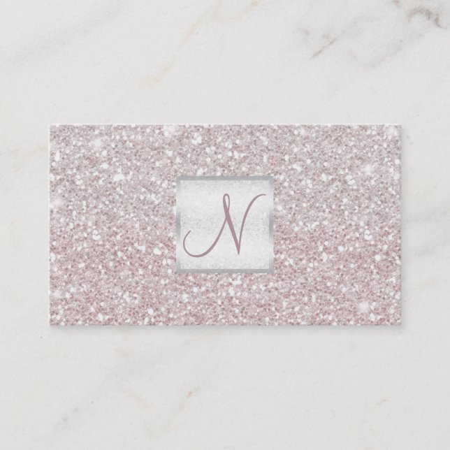 Vit Rosa Glitter Chic Glam Glitzy Salong Spa Visitkort (Framsida)