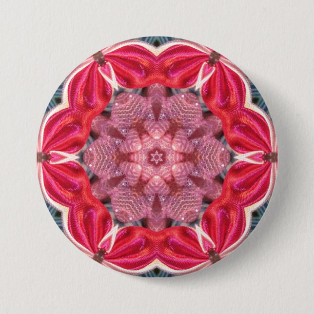 ~ Vit Rosa Grönt BLING ~ Button Knapp (Framsida)