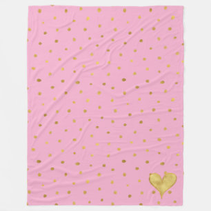 Vit Rosa Guld Prickar Hjärtan Födelsedag Fleecefilt
