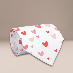 Vit Rosa Hearts Alla hjärtans dag Slips
