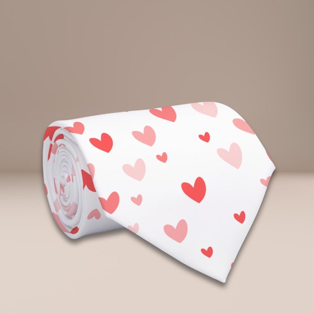 Vit Rosa Hearts Alla hjärtans dag Slips (Skapare uppladdad)