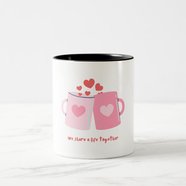 Vit Rosa Illustration Valentine Mugg Design (Center)