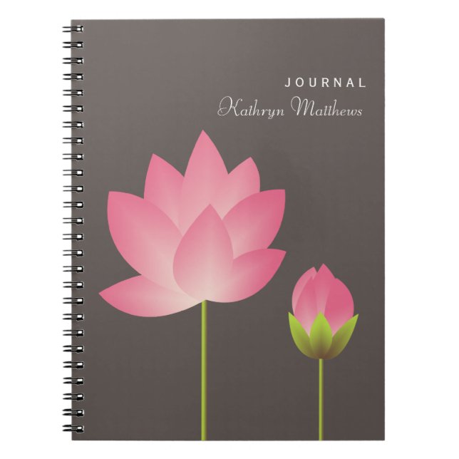 Vit rosa lotus budding blommar journal anteckningsbok (Framsidan)