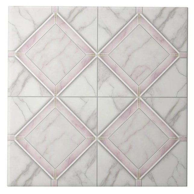 Vit rosa marmor keramisk platta för stora ytor kakelplatta (The complete printed tile design. Tiles sold individually.)