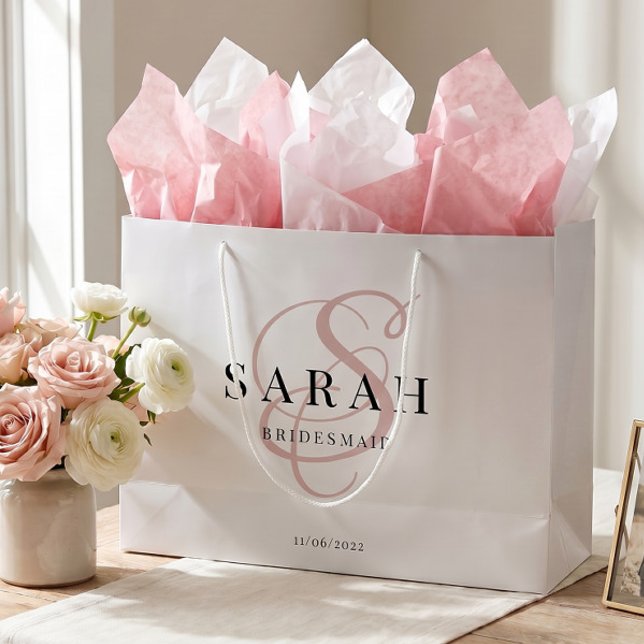 Vit Rosa Monogram Personlig Brudtjänst (Skapare uppladdad)
