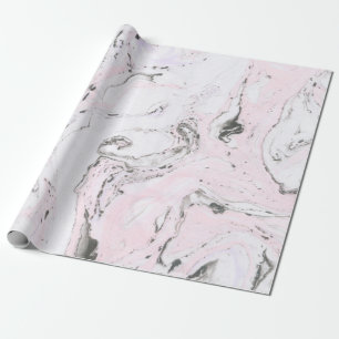 Vit Rosa och Grått marble Swirls Presentpapper