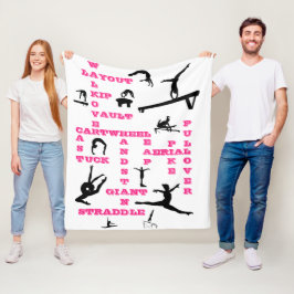 Vit, Rosa och svart gymnastikkorsord Blanket Fleecefilt