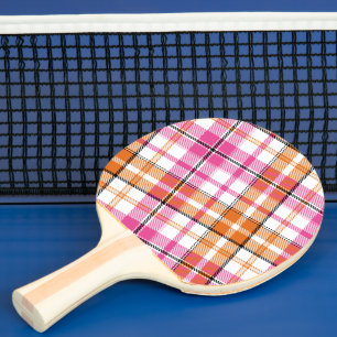 Vit Rosa Orange Rutig Tartan Design Pingisracket