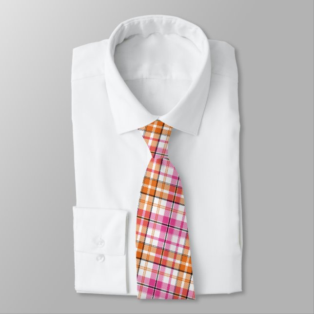 Vit Rosa Orange Rutig Tartan Design  Slips (Bunden)