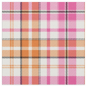 Vit Rosa Orange Rutig Tartan Design Tyg
