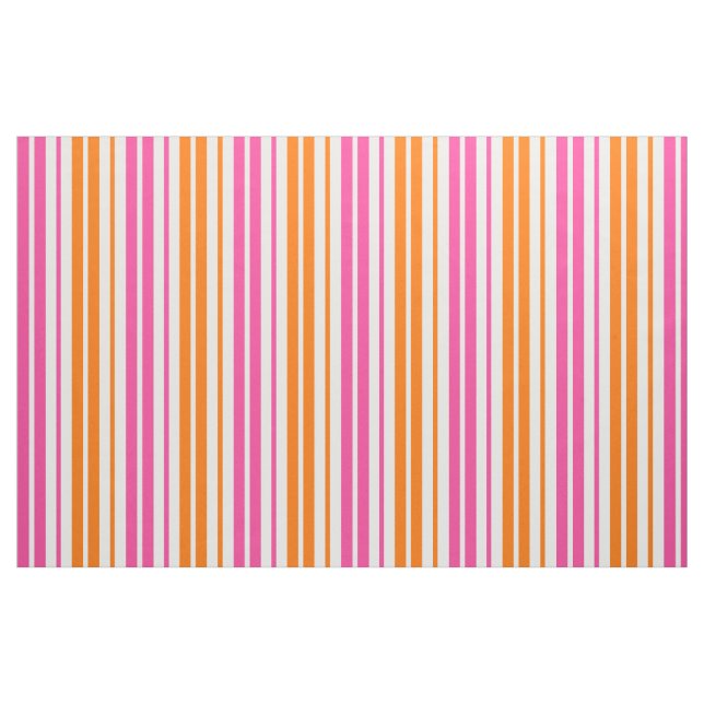 Vit Rosa Orange Vertikal Randig Design   Tyg (Fat Quarter)
