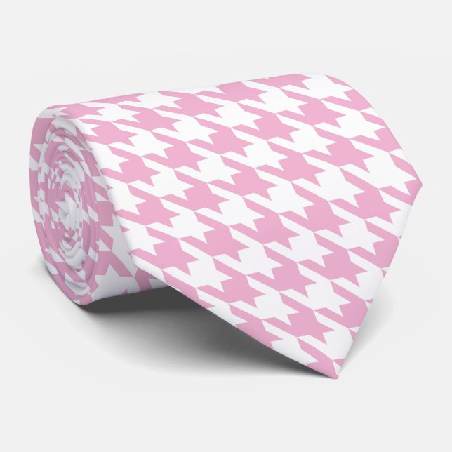 Vit Rosa Pied de Poule Houndstooth Slips (Rullad)