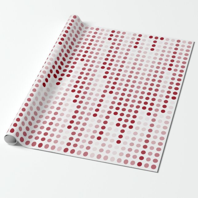 Vit Rosa Red Polka dots Matrix mönstrad Presentpapper (Utrullad)