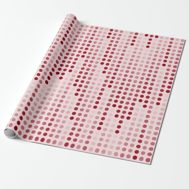 Vit Rosa Red Polka dots Matrix mönstrad Presentpapper (Utrullad)