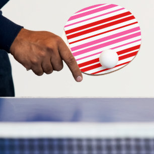 Vit Rosa Röd Vertikal Randig Design Pingisracket
