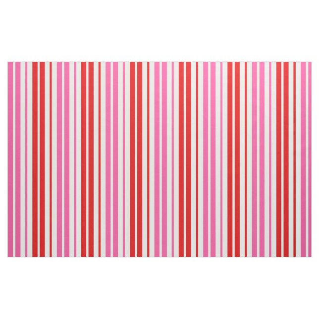Vit Rosa Röd Vertikal Randig Design   Tyg (Fat Quarter)