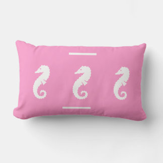 vit/rosa SEAHORSE på PILLOW-kustboende Lumbarkudde