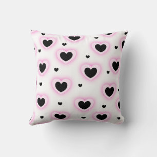 Vit Rosa Söt Mysig Modern Romantisk Chic Hjärta Kudde