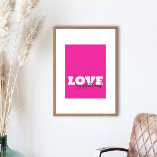 Vit ROSA Valentinsdag Hot Pink Poster