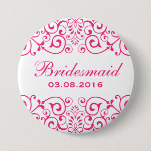 Vit Rosa Viktoriansk Blommigt Bridesmaid Button Knapp