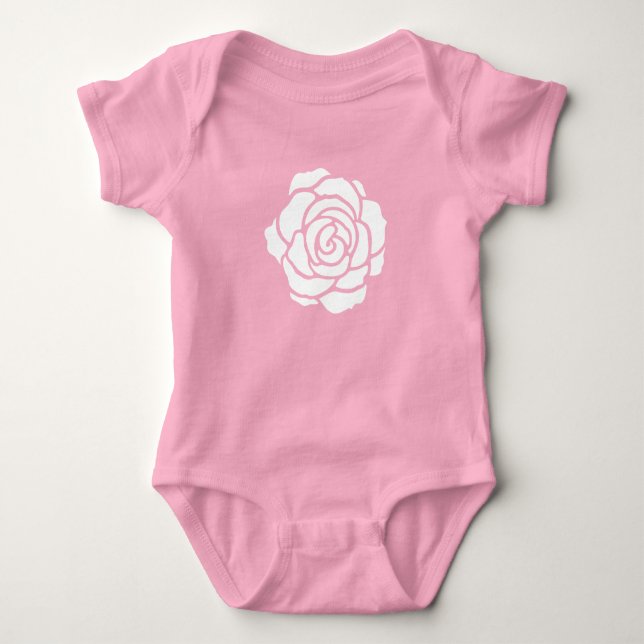 Vit rosbabyBodysuit Tee (Framsida)
