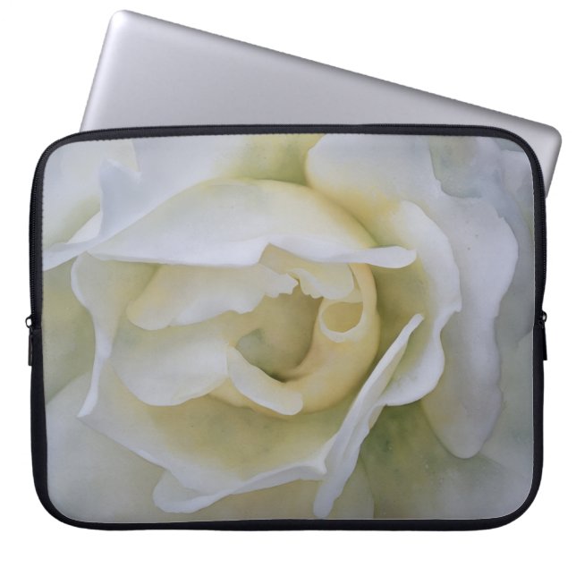 Vit rosblomma konst laptop fodralet omslag fodral (Framsidan)