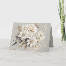 Vit Rose Elegant Blombukett Tack Kort
