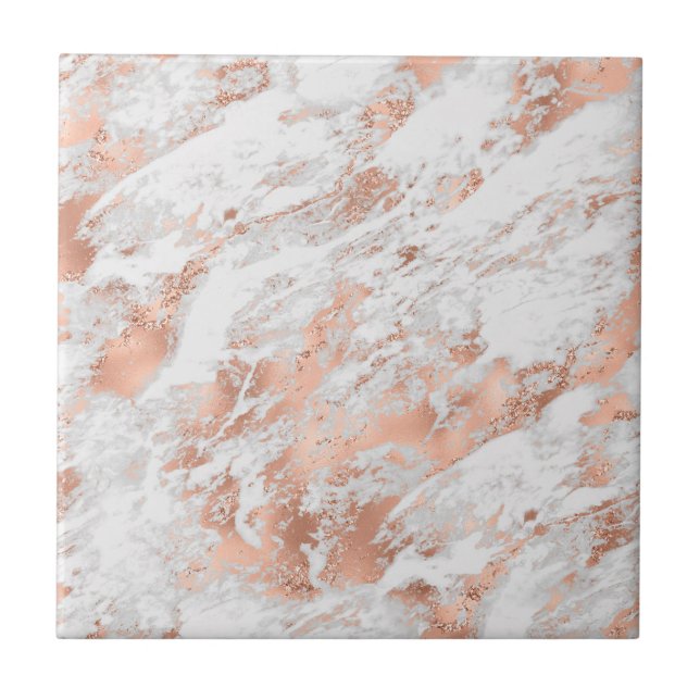 Vit & Roséguld Marmor 3 Kakelplatta (Framsidan)