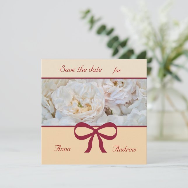 Vit rosenbröllopsinbjudan inbjudningar (Stående Fram)