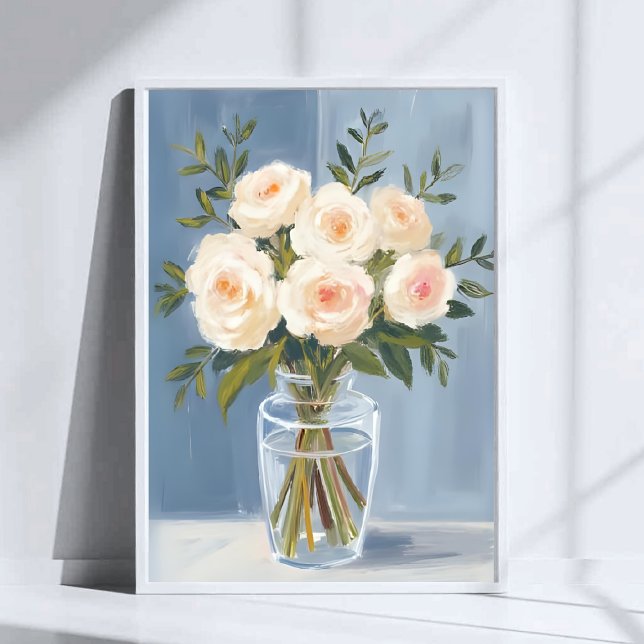Vit rosenbukett Elegant akvarellblomma Poster (Skapare uppladdad)