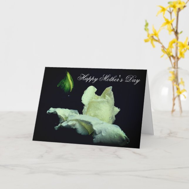 Vit Rosenknopp Blommkort Mors dag Kort (Gul blomma)