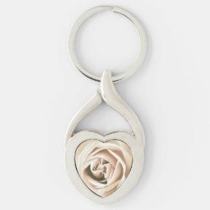 Vit rostryck twisted heart silverfärgad nyckelring