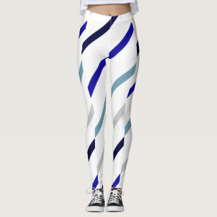 Vit Royal med vågigt rand, blå marin och Grått-blå Leggings