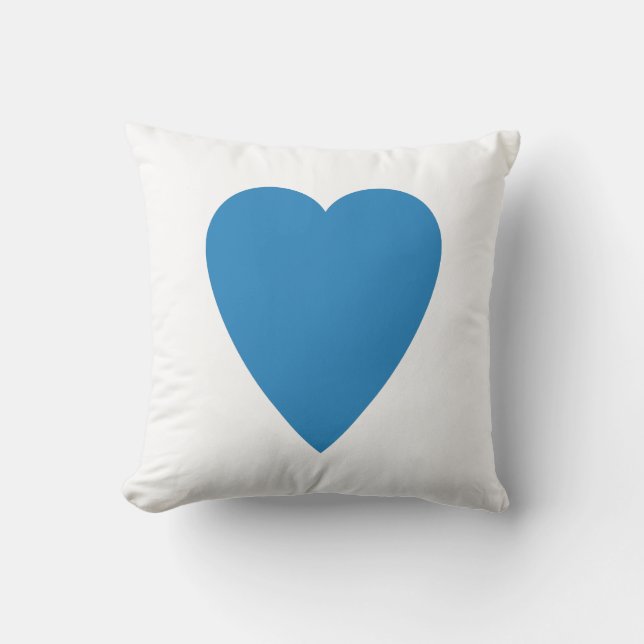 Vit & Royal Pastellblå Hjärtformad Design Kudde (Framsida)