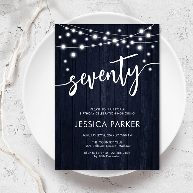 Vit Rustic Wood 70:e Födelsedagsfesten Inbjudningar (Skapare uppladdad)