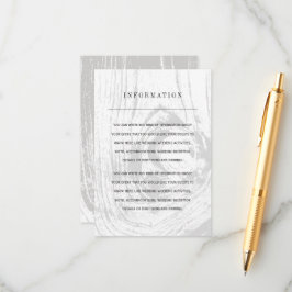 Vit, Rustic Woodgrain Winter Wedding Info Tilläggskort