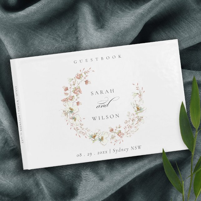  Vit Rustig Blommigt Utandning Bröllop Gästböcker (Skapare uppladdad)