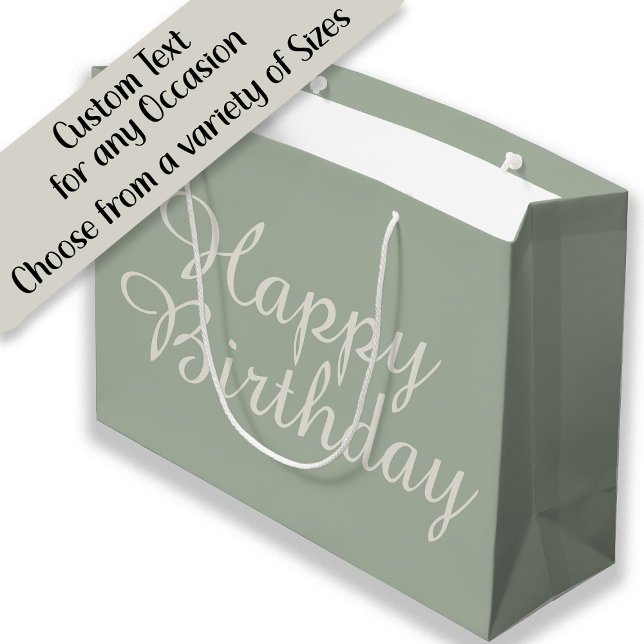 Vit Salvia Grön Glad Födelsedagspresent (Sage green and cream birthday party gift bag)