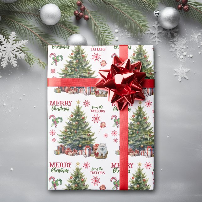 Vit samjad marionett under Julgran Presentpapper (Skapare uppladdad)